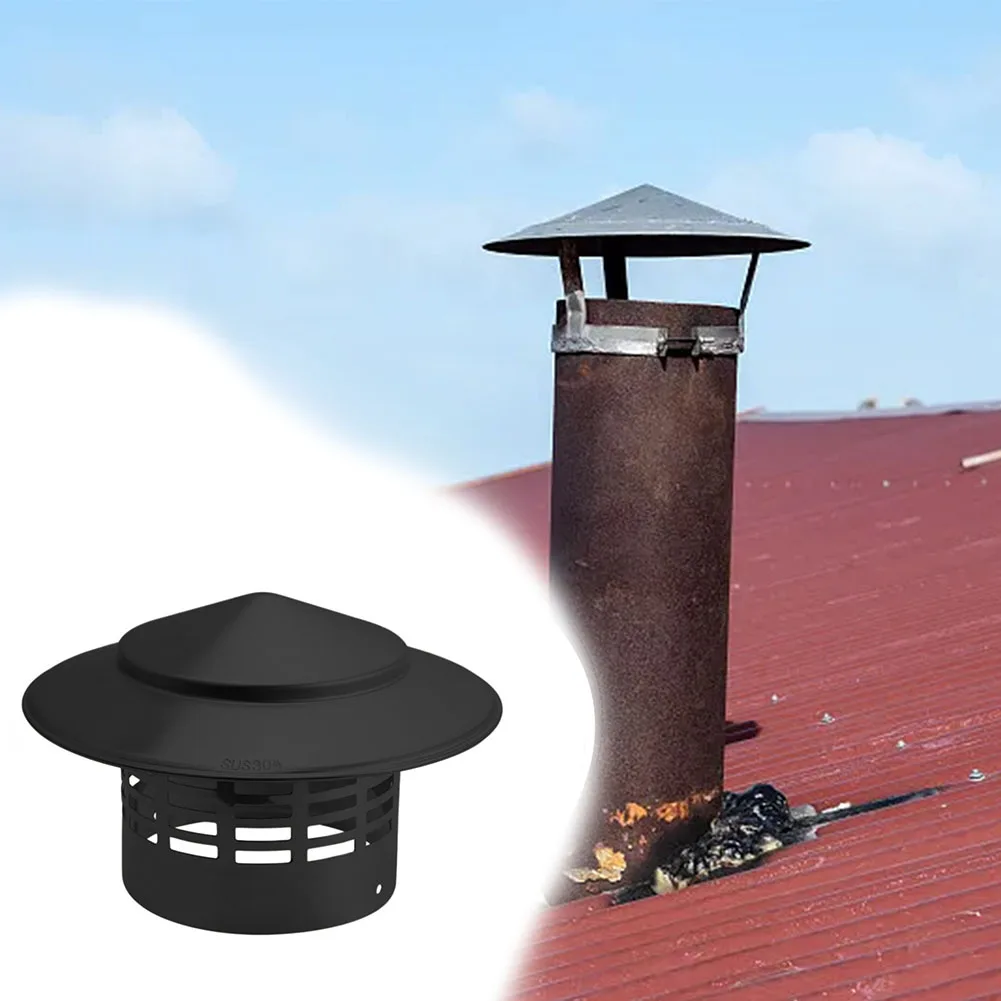Stainless Steel Chimney Cap 75/110/160/200mm Wall Fresh Air Outlet Roof Pipe For Exhaust Hood Roof Duct Vent Rain Cap Mesh Cover