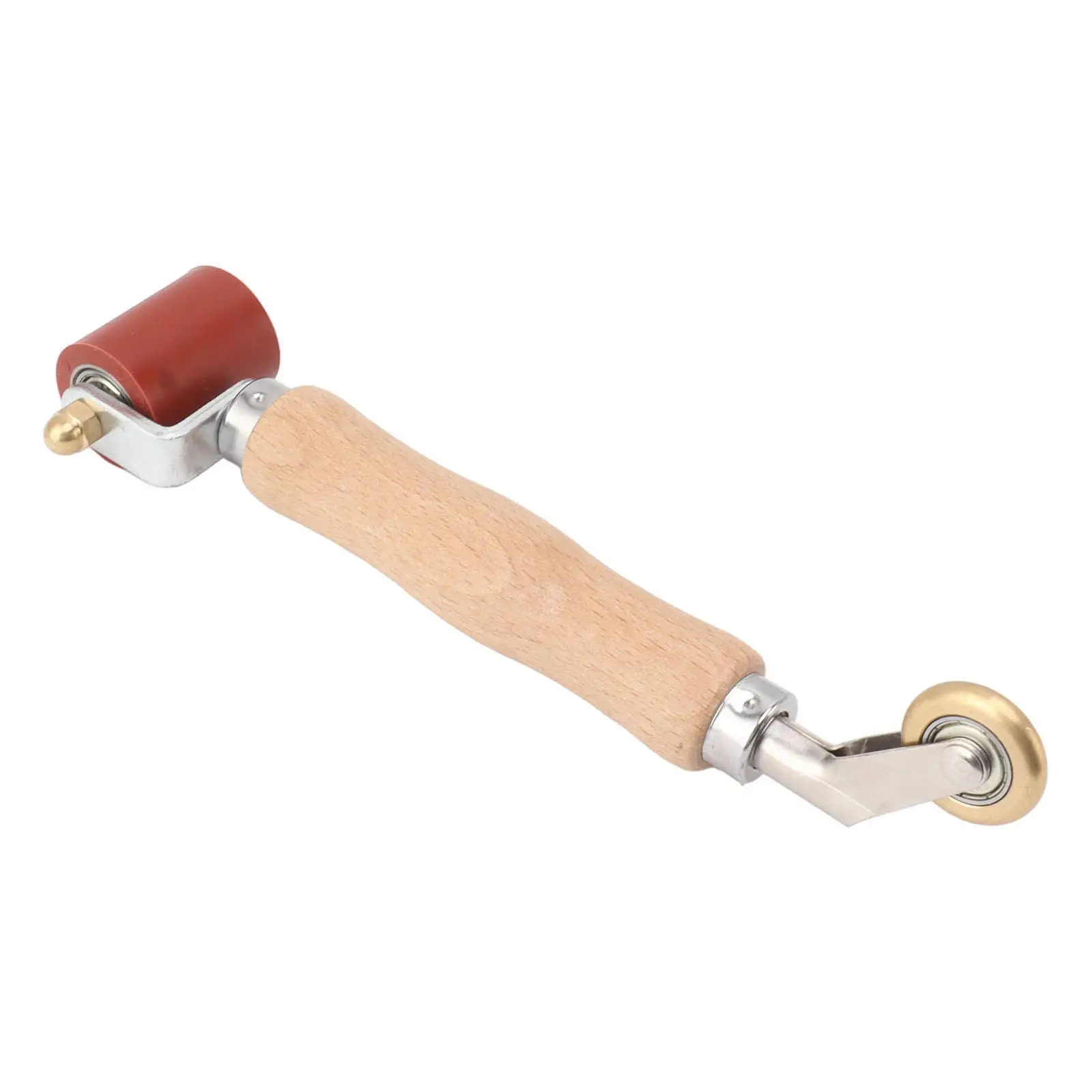 

40mm Silicone Seam Roller Dual Purpose Brass Wheel Wood Handle Wallpaper Flat Seam Roller for pvc TPO Welding Tools