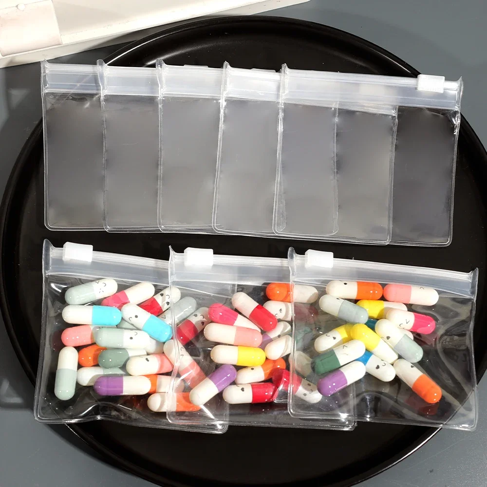7pcs Pill Pouch Bags Reusable Zippered Pill Pouch Set Medicine Organizer Self Sealing Translucent Medicine Bags Travel Bags
