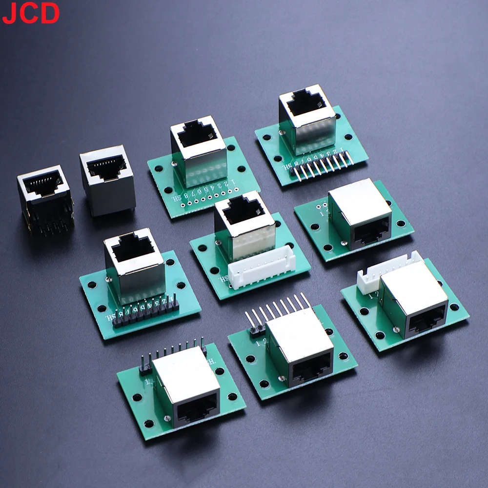 1pcs Test Board RJ45 8P Bent Pin Straight Pin To XH2.54 Modular Ethernet Network Port Terminal Circuit Board Connector Adapter