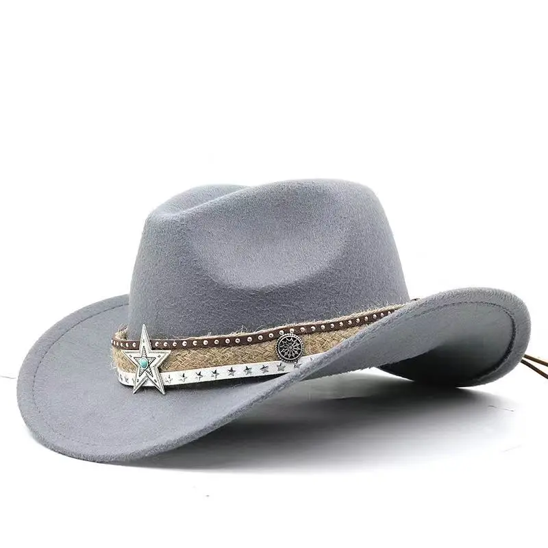 A western denim roll-brimmed fashion top hat in different colors, suitable for daily wear, bachelorette party, adult party