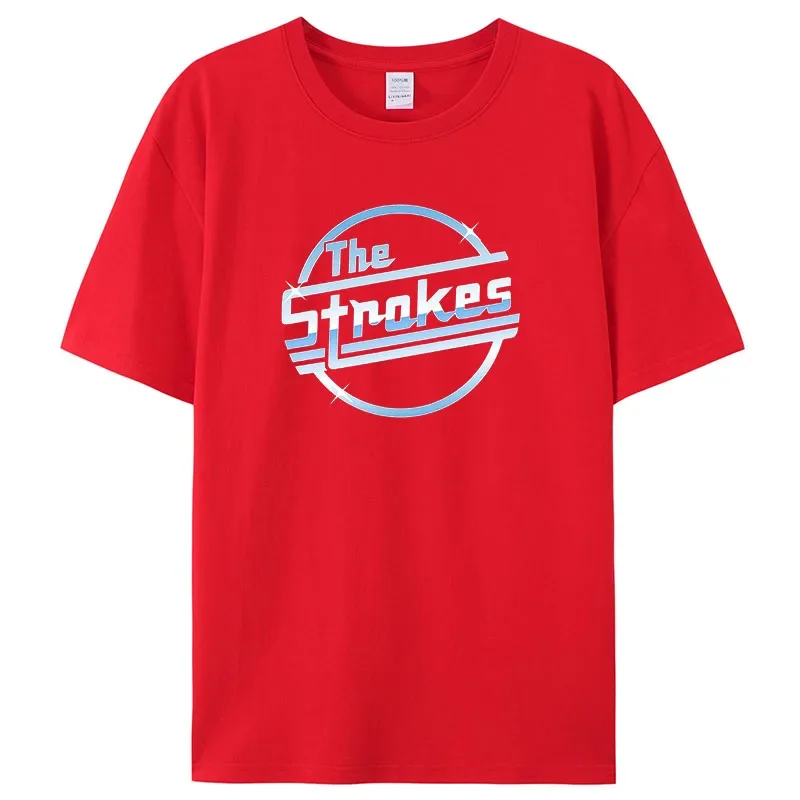 Men Cotton T-Shirt Summer Tops The Strokes T Shirt Men Indie Rock Band Short Sleeve Bigger Size Homme Black Top Drop Shipping