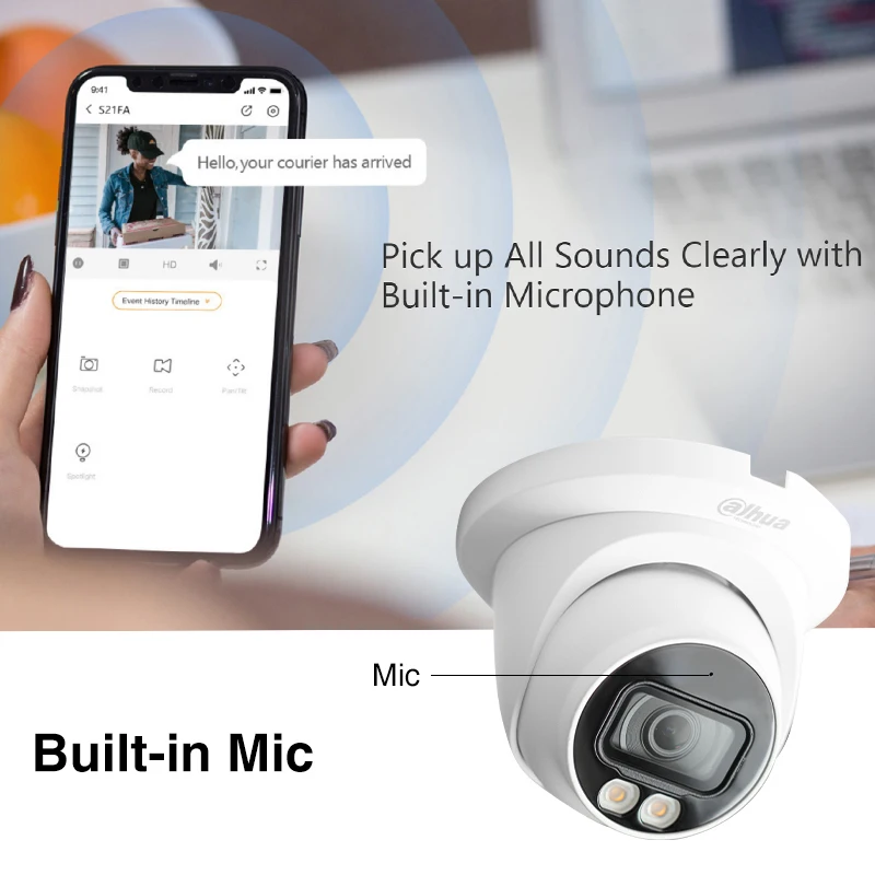 Dahua 4mp 4k smart dual light netzwerk kamera wiz sense smd voll farbige nachtsicht überwachung 8mp ipc HDW2449TM-S-IL mikrofon ir 30m