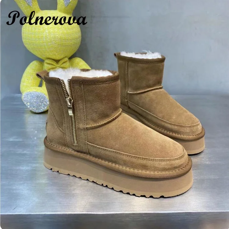 Women's Winter Warm Snow Boots Waterproof Anti-Slip Cotton Women's Platform Thick Plush Warm Ankle Boots Female Booties