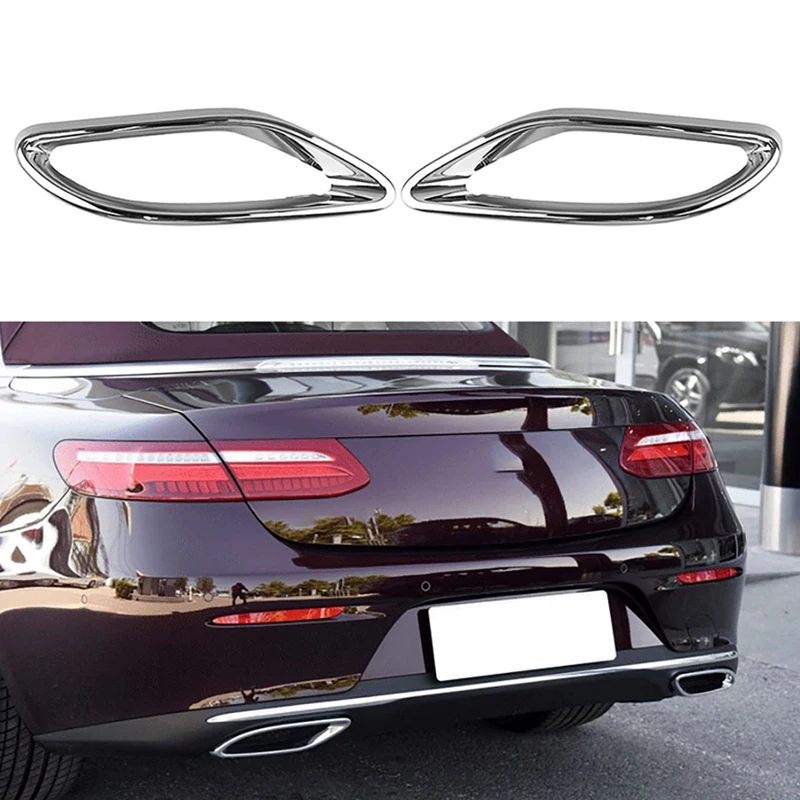 2Pcs Chrome Tail Throat Cover For Mercedes Benz E220 E350 E300 W238 2017-2018 Car Exhaust Muffler Cover Trim