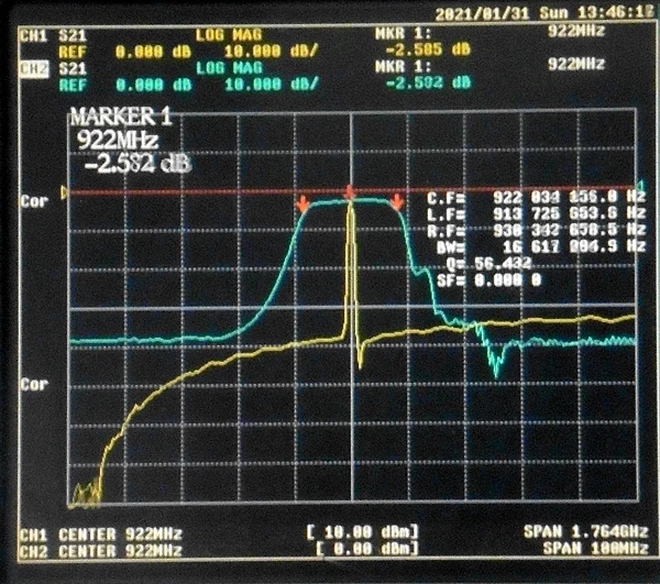 922.5MHz RFID SAW Bandpass Filter, 920-925MHz,1dB Bandwidth 5MHz