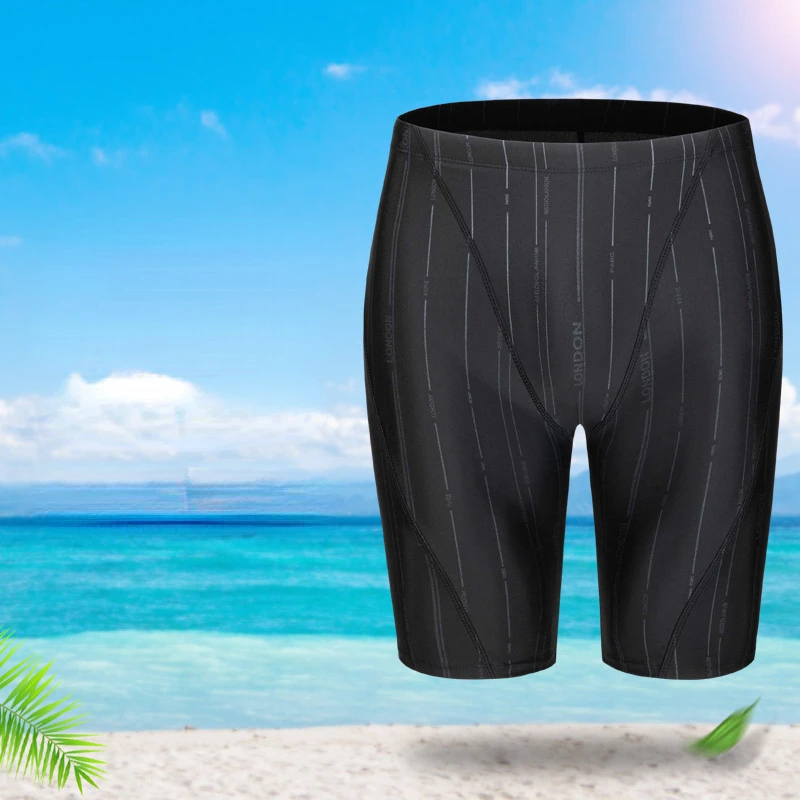 Men's Quick Drying Swimming Pants, Breathable and Durable Swimsuits, Vertical Stripe, Long Style Swimming Trunks, Summer, New