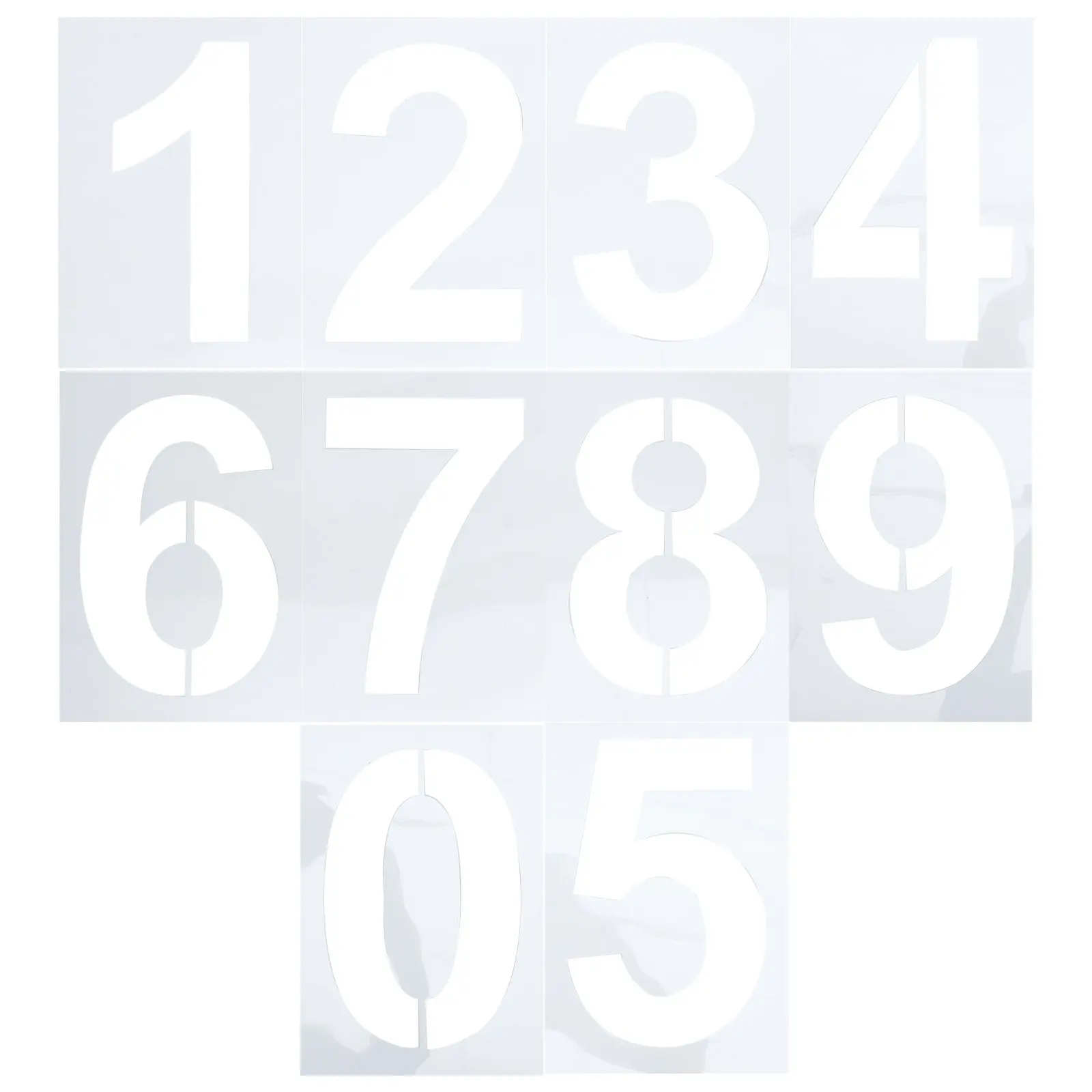 10Pcs 10Inch Large Number Stencils Reusable Painting Template for Parking Space Curb Asphalt Spray Marking Number Kit Stencil