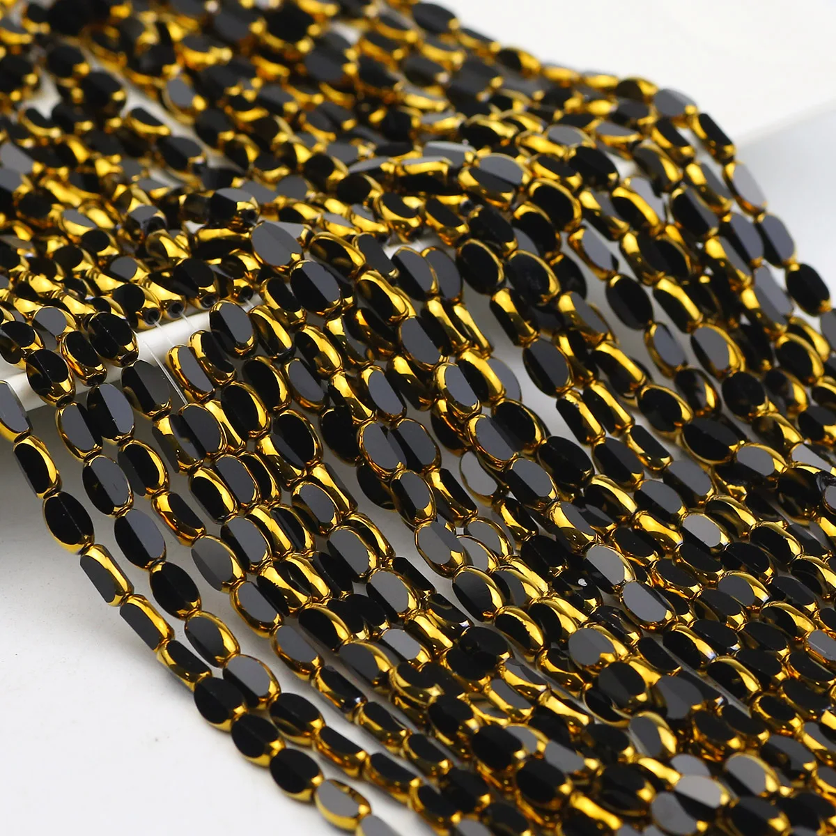 Faceted Black Gold-coated Glass Crystal Beads Loose Spacers For DIY Jewelry Making Charms Bracelet Accessories 4x6MM 50-150PCS