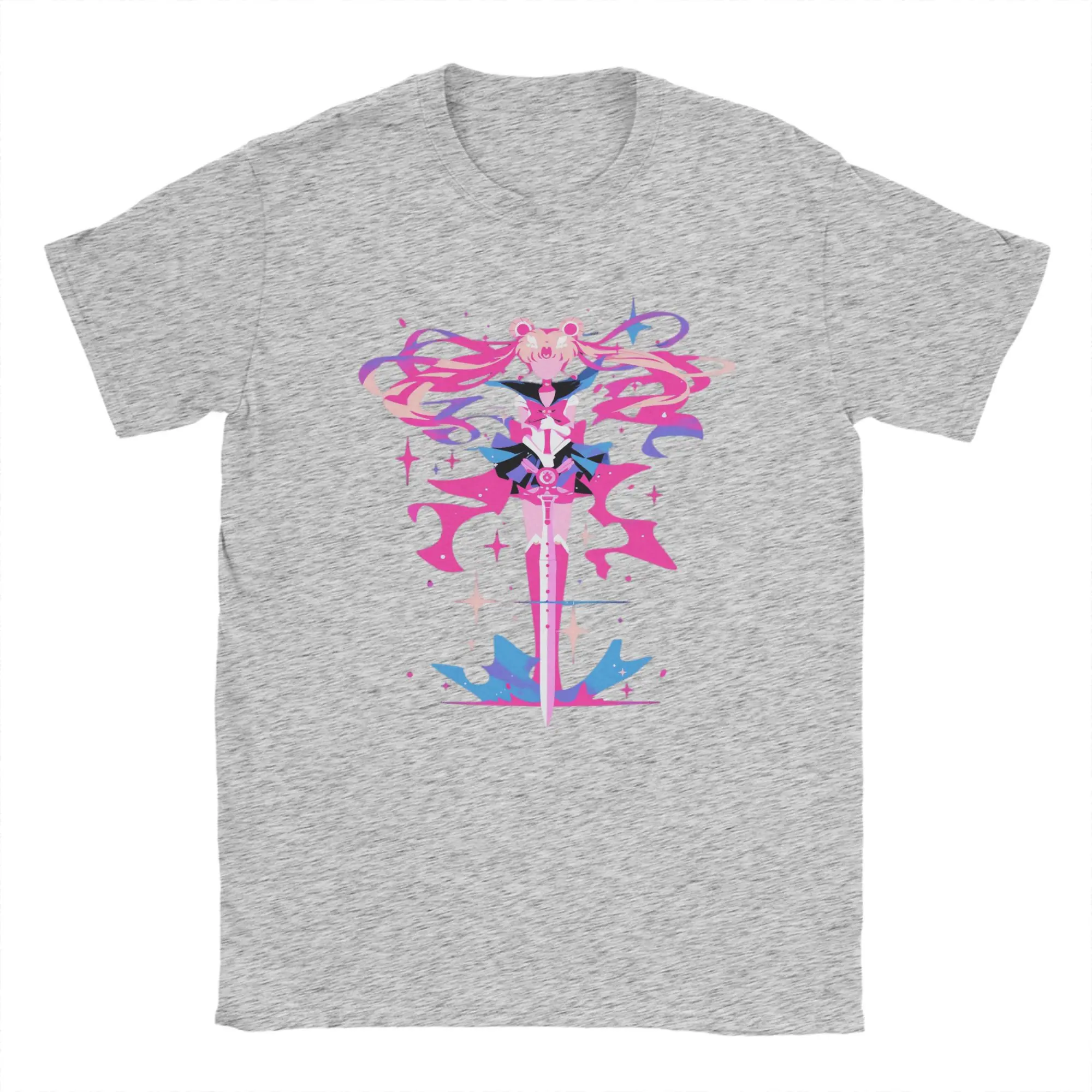 2026 Sommer Sailor Moon Super Sailor Moon Herren T-Shirt Abstrakte Schwert-Grafik 100% Baumwolle Atmungsaktives Lässiges Kurzarm-Shirt