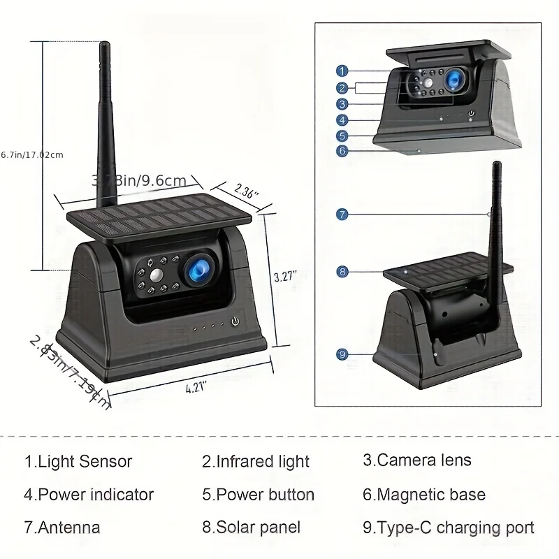 NEW 5G WiFi HD with Solar Panel 100M Magnetic Hitch Wireless Backup Camera Bus Van Truck RV Car DVR Front Rear View