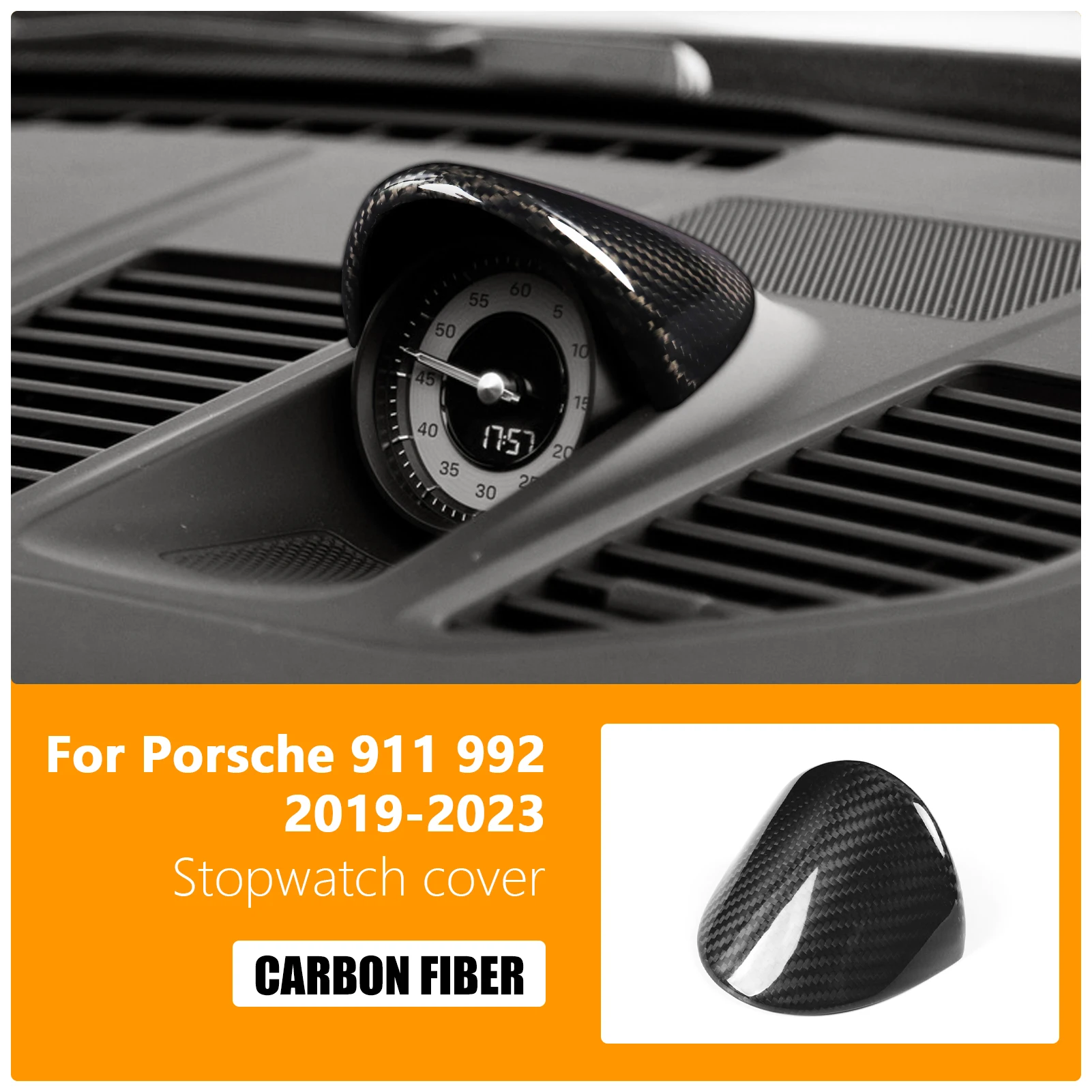 

Автомобильные часы, украшение из углеродного волокна, секундомер, крышка компаса, кольцо, декоративная накладка для Porsche 911 992 2019 2020 2021 2022 2023
