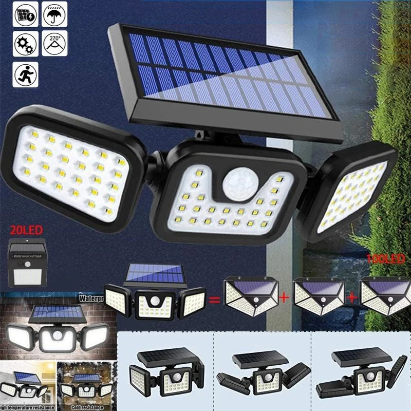 

Solar Lights Outdoor Motion Sensor Human Induction Adjustable Head IP65 Waterproof Solar Power Wall Lamp