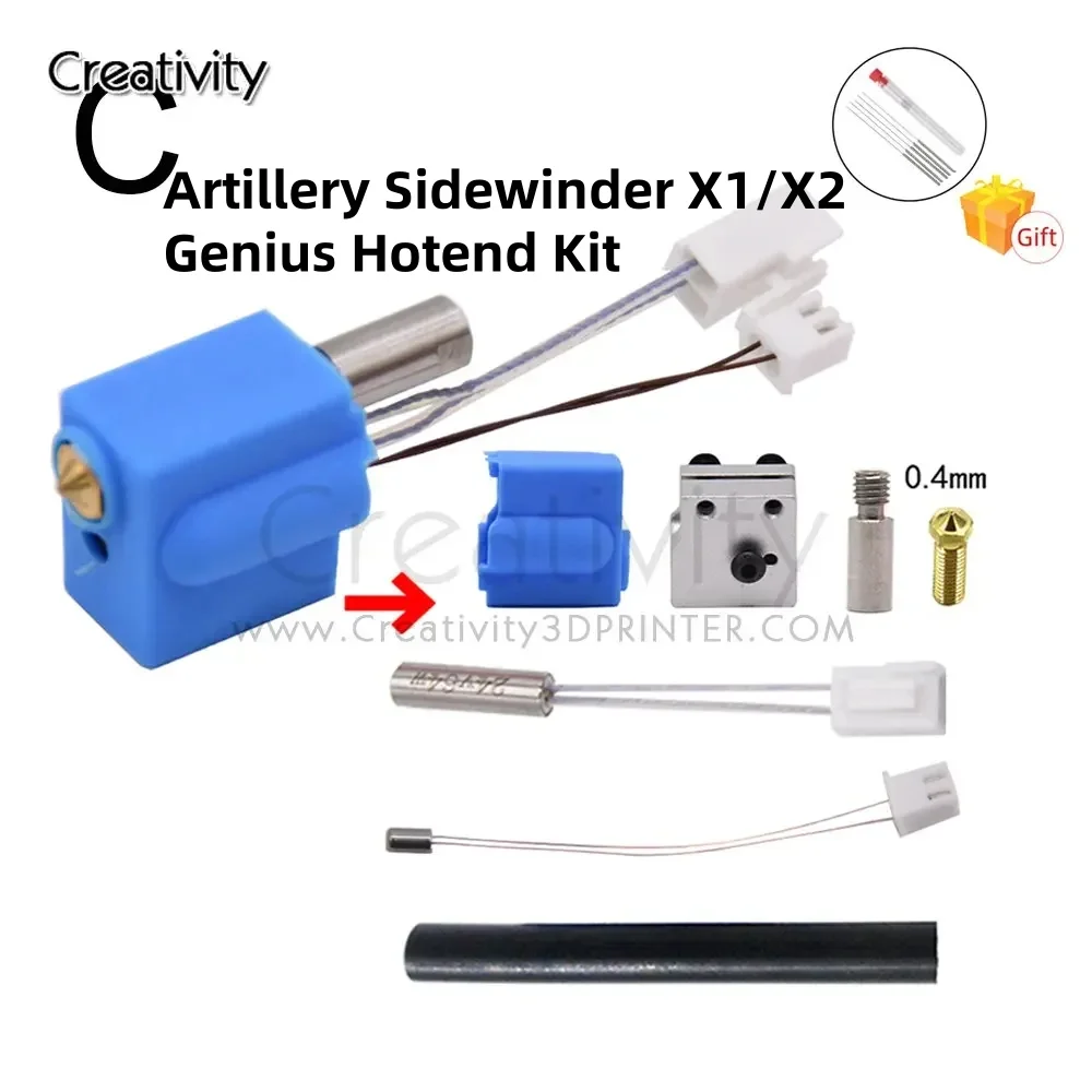 

Sidewinder X1X2 NTC100K Thermistor Tube Heat Block Throat Volcano Nozzle for Artillery Sidewinder X1/X2 Genius 3D Printer Parts