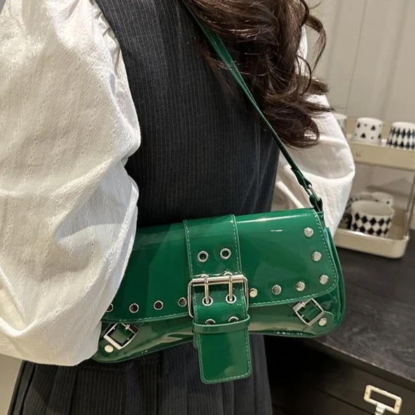 

Ретро корейский стиль Y2K в стиле Харадзюку, нишевая сумка с заклепками, сумка-тоут, кошелек для губной помады, сумка для хранения, женские сумки, кошельки, сумки