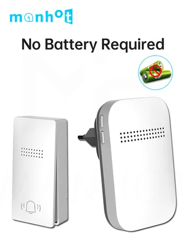 Nuevo timbre inalámbrico con botón de enchufe a prueba de agua, No requiere batería, juegos de campanas, timbre de puerta inteligente para el hogar, 38 tonos de llamada