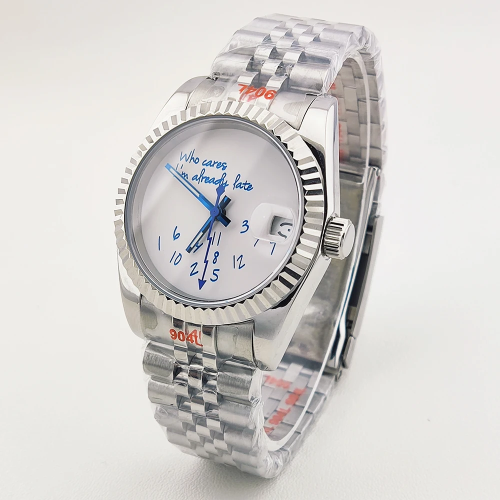 36mm/39mm nh35 Watch Men Watch No Logo Blue Dial Watches for Man Sapphire Crystal Glass NH35 Automatic Movement