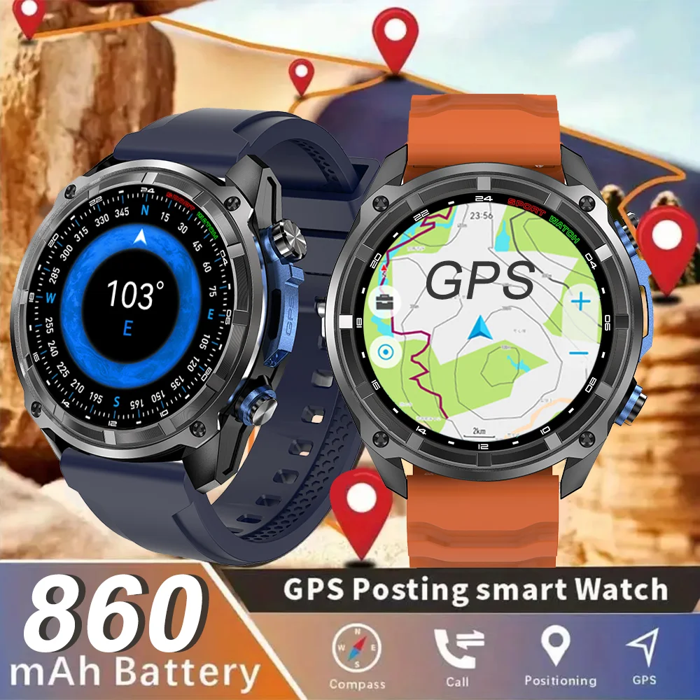 

2026 Новые обновленные GPS военные спортивные умные часы 860 мАч 1,43-дюймовый AMOLED-компас Высотомер Вызов 5 АТМ Водонепроницаемые спортивные часы