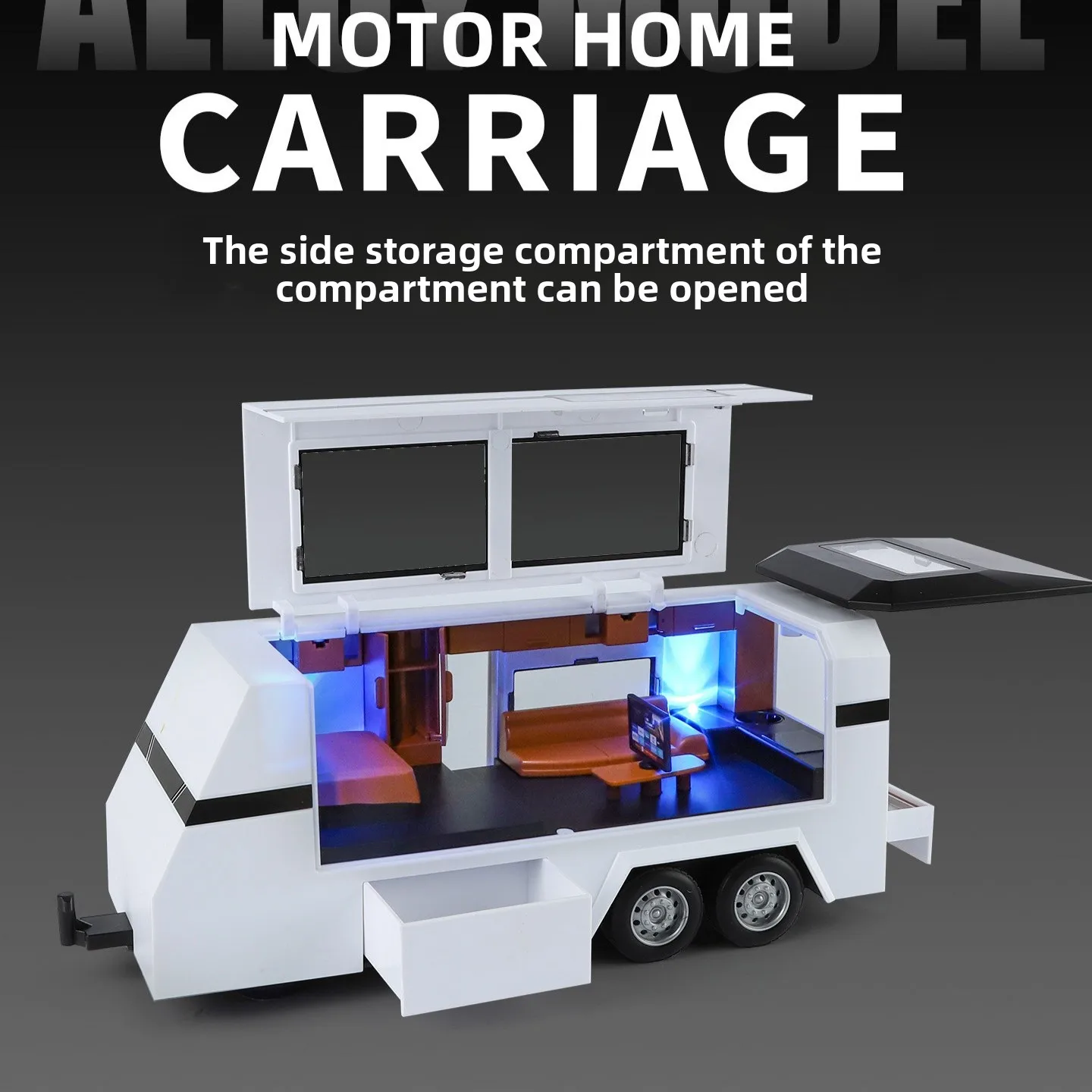 1:24 사이버트럭 픽업 트레일러 RV 금속 합금 장난감 자동차 모델 다이캐스트 오프로드 자동차 소년 어린이 선물 트럭 장식품