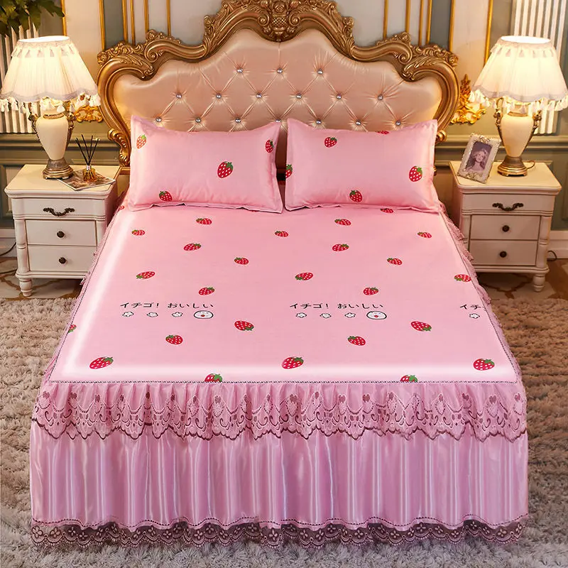 

Summer bed skirt three-piece set 1.8m bed 1.5m1.2m bed two-piece set lace bed skirt cool bed sheet