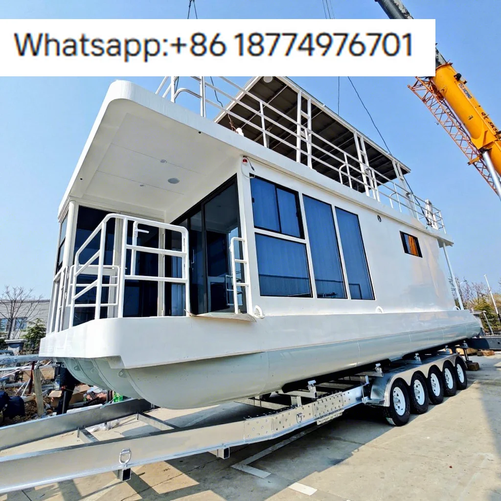 Prefabricated Modern Floating Villa House Boat Luxury Container Hotel Modular Resort With Bedroom Kitchen And Toilet