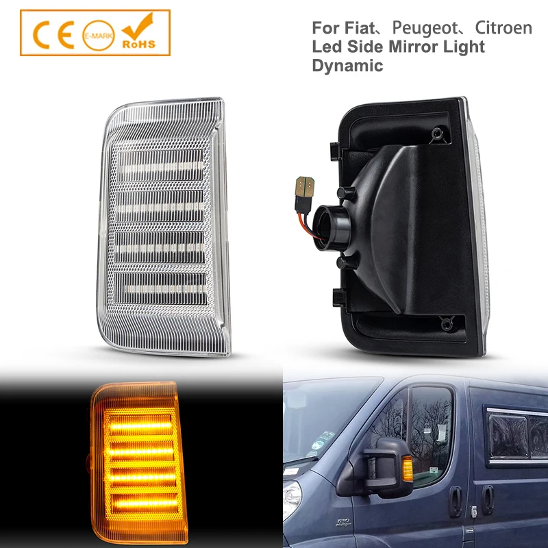 

2x Led Dynamic Amber Side Mirror Turn Signal Lamps For Fiat Ducato Citroen Jumper Relay Peugeot Boxer Ram Promaster Car Styling