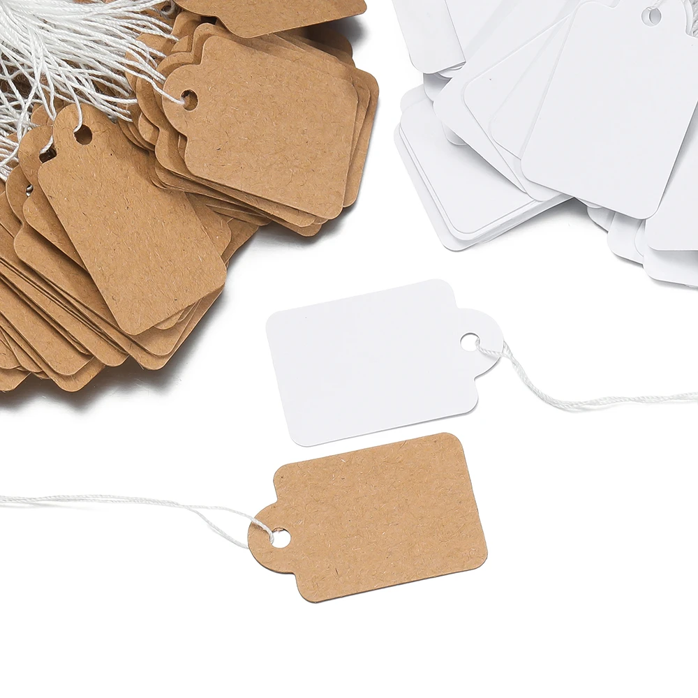 100 teile/los Preis Label Tags String Krawatte Uhr Schmuck Display Waren Preis Label Papier Karten Rechteckige Blank Preis Tag – Detail 5