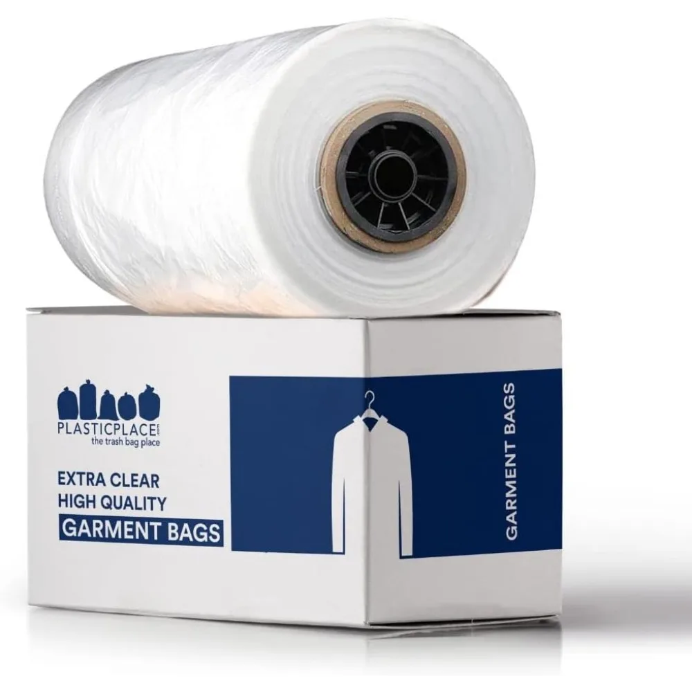 

Clear Plastic Garment Bags on Roll Heavy Duty Coat Covers 21x7x54 Perforated Pre Slit Hanger Holes Dustproof Wrinkle Free