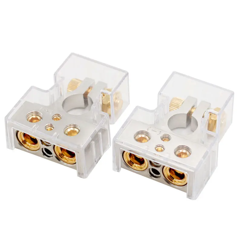 

Зажим для аккумуляторной батареи для модификации автомобильной аудиосистемы, серебристый, с позолоченным контактом.