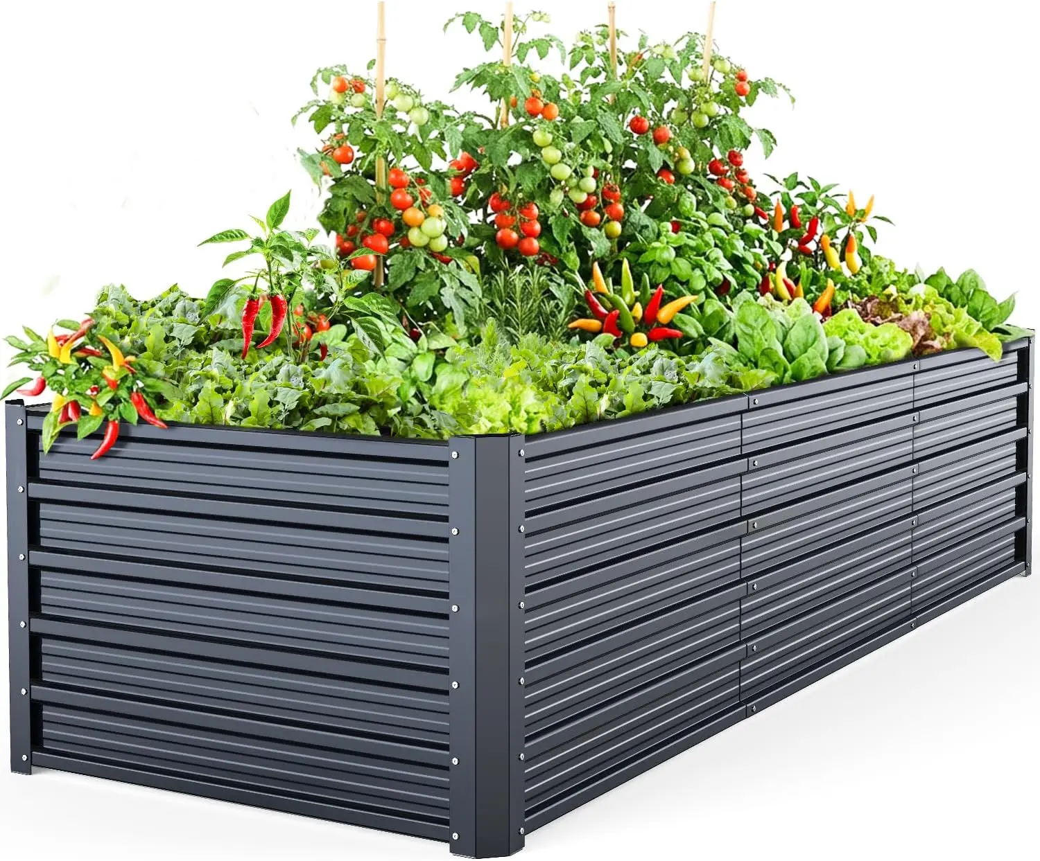 Outdoor Garden, Galvanized Steel, Rustproof, Non-Toxic Planter Box with Large Capacity for Vegetables, Flowers and Herbs