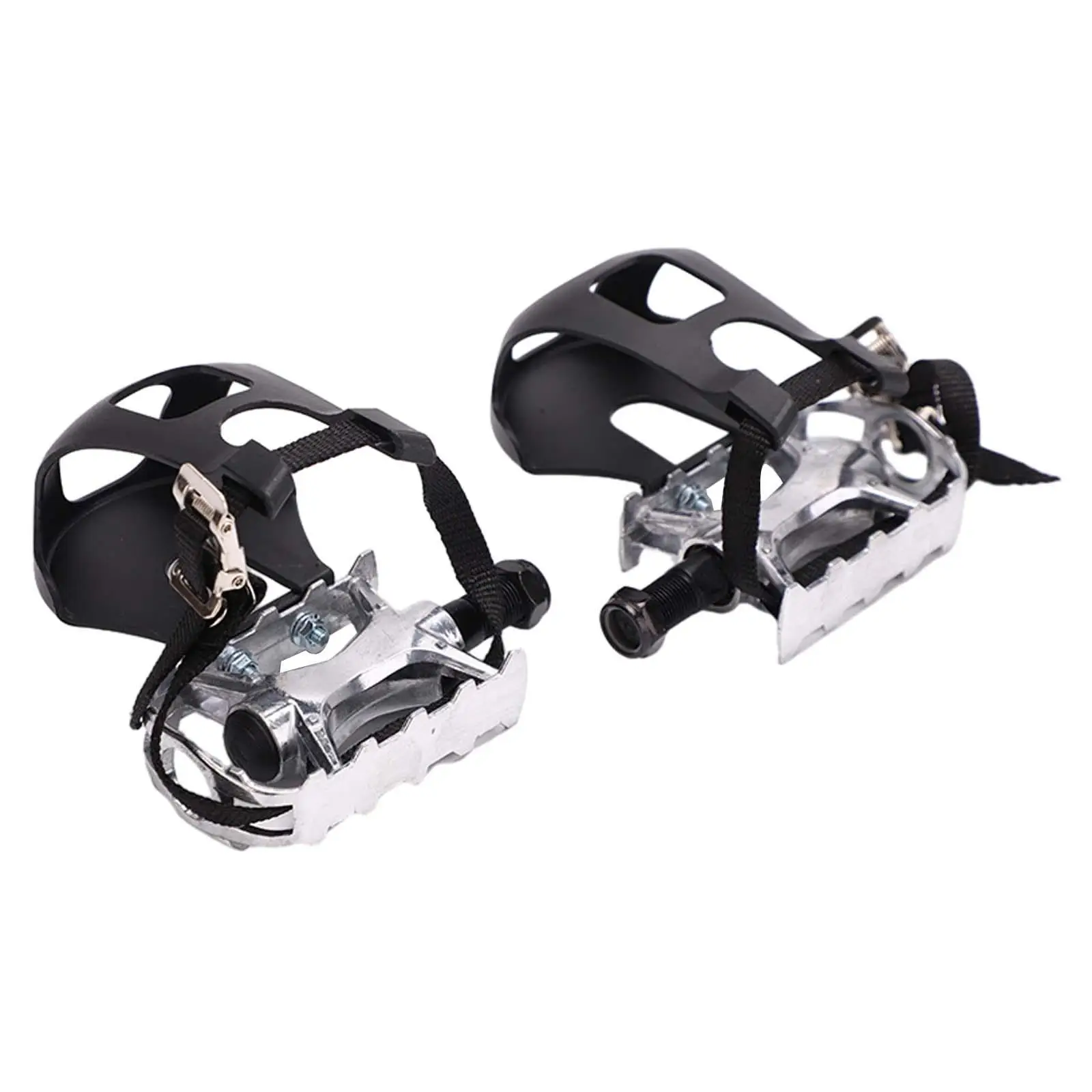 Exercise Bike Pedals with Clips and Straps Lightweight Bike Replacement Parts for Indoor Riding Stationary Bike Home Gym