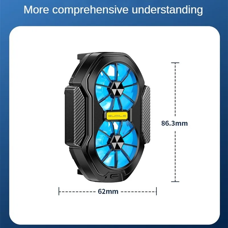FS01 Rechargeable 600Mah dual fan Mobile radiator Big wind back clip gaming mobile fan for iPhone Samsung Universal