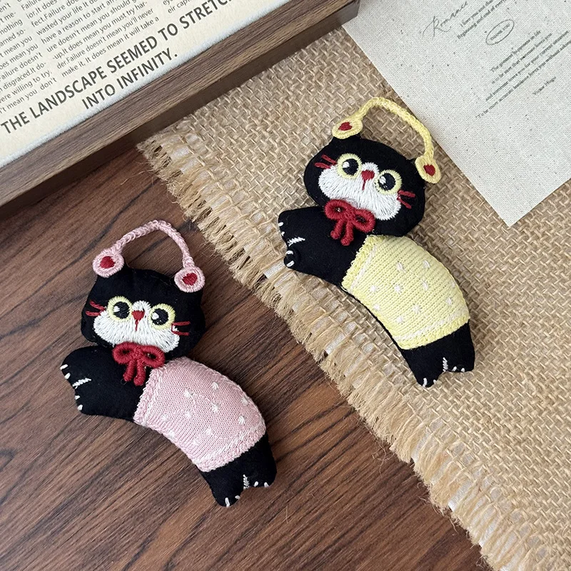 【1pair】cat fabric gift for girlfriend luxury-quality costume jewelry funny things brooch 	cutecore cute accessories y2k pin