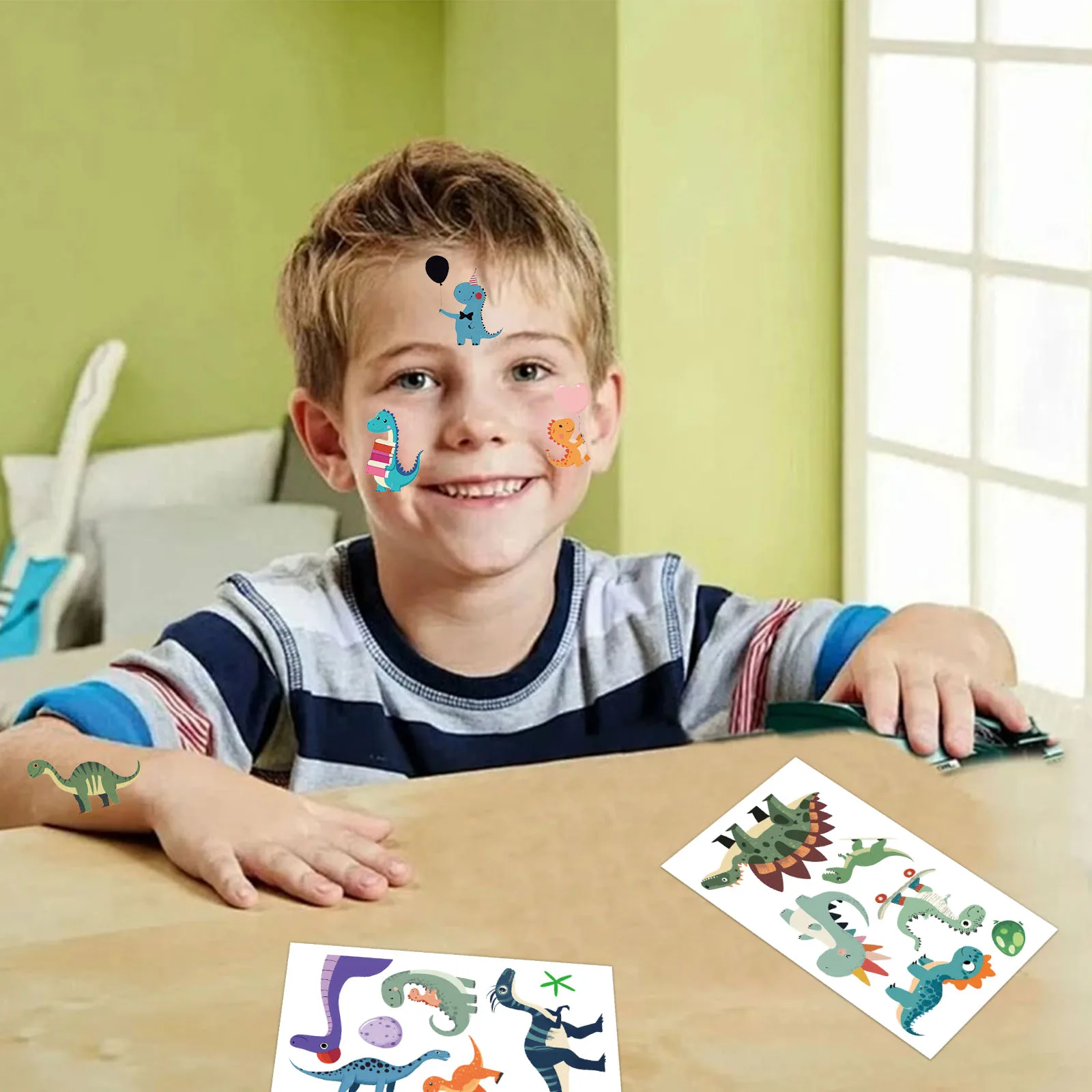 10PCS Flash Powder Dinosaur Tattoo Stickers Exquisite Fake Tattoo Personalized Retro Tattoo Waterproof Durable