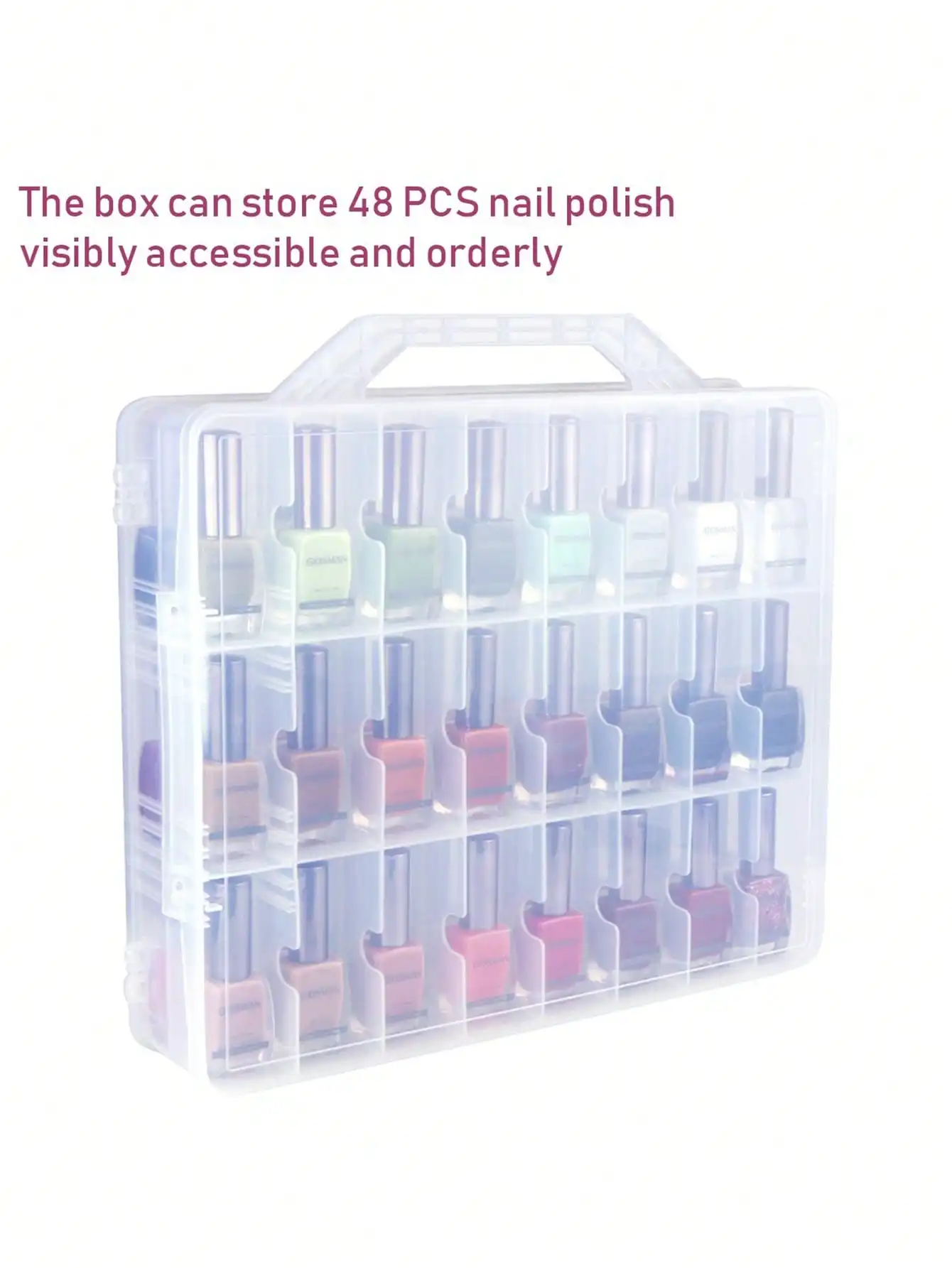 Universal Nail Polish Holder Organizer for 48 Bottles Adjustable Dividers Space Saver