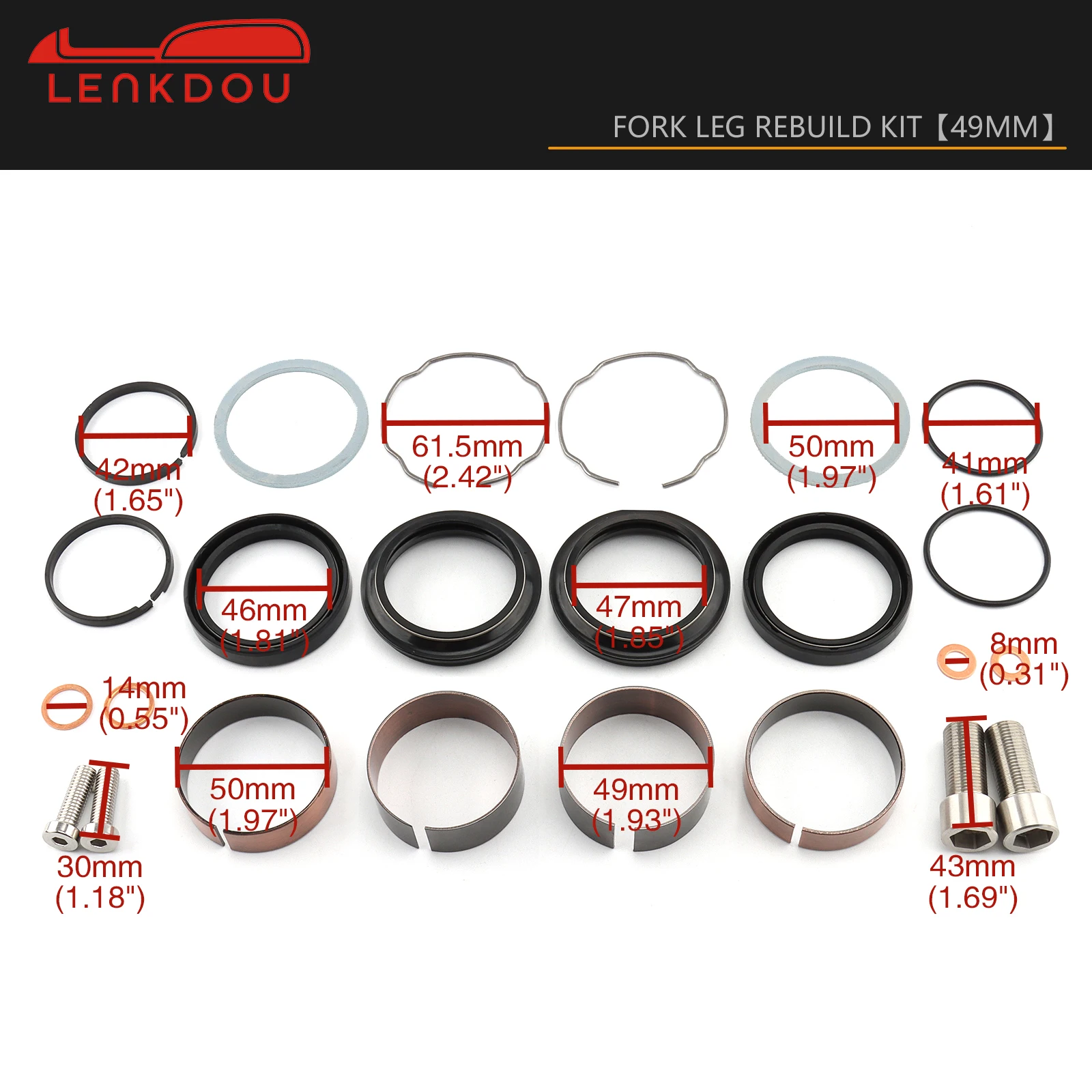 Motorcycle 49mm Black Front End Fork Leg Rebuild Kit For Harley Dyna Super Glide FXD Street Bob FXDB Low Rider FXDL 2006-2017