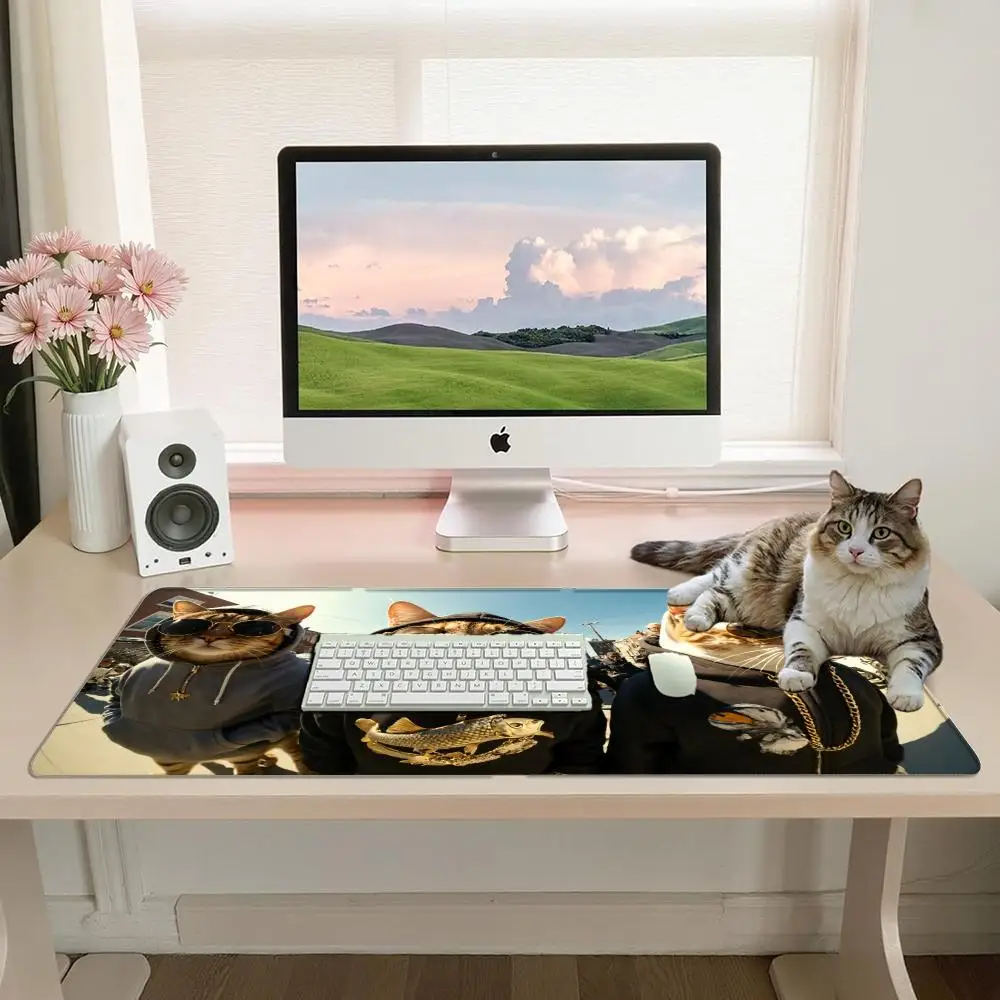 Funny Hip‑Hop Cool Cats Gaming Mouse Pad Sturdy Non‑Slip Rubber Base Stylish Urban Streetwear pc accessories tapis de souris