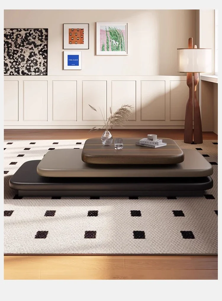 

Italian minimalist designer rotating coffee table creative living room oval irregular special-shaped short table