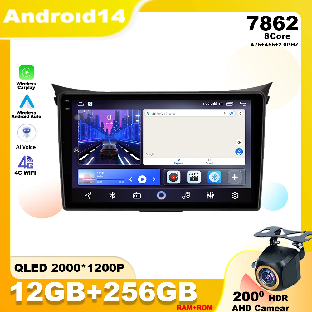 

Android 14 For Hyundai i30 II 2 GD 2011 - 2017 Car Radio Multimedia Player Stereo Navigation GPS 4G Carplay QLED Screen IPS DVD