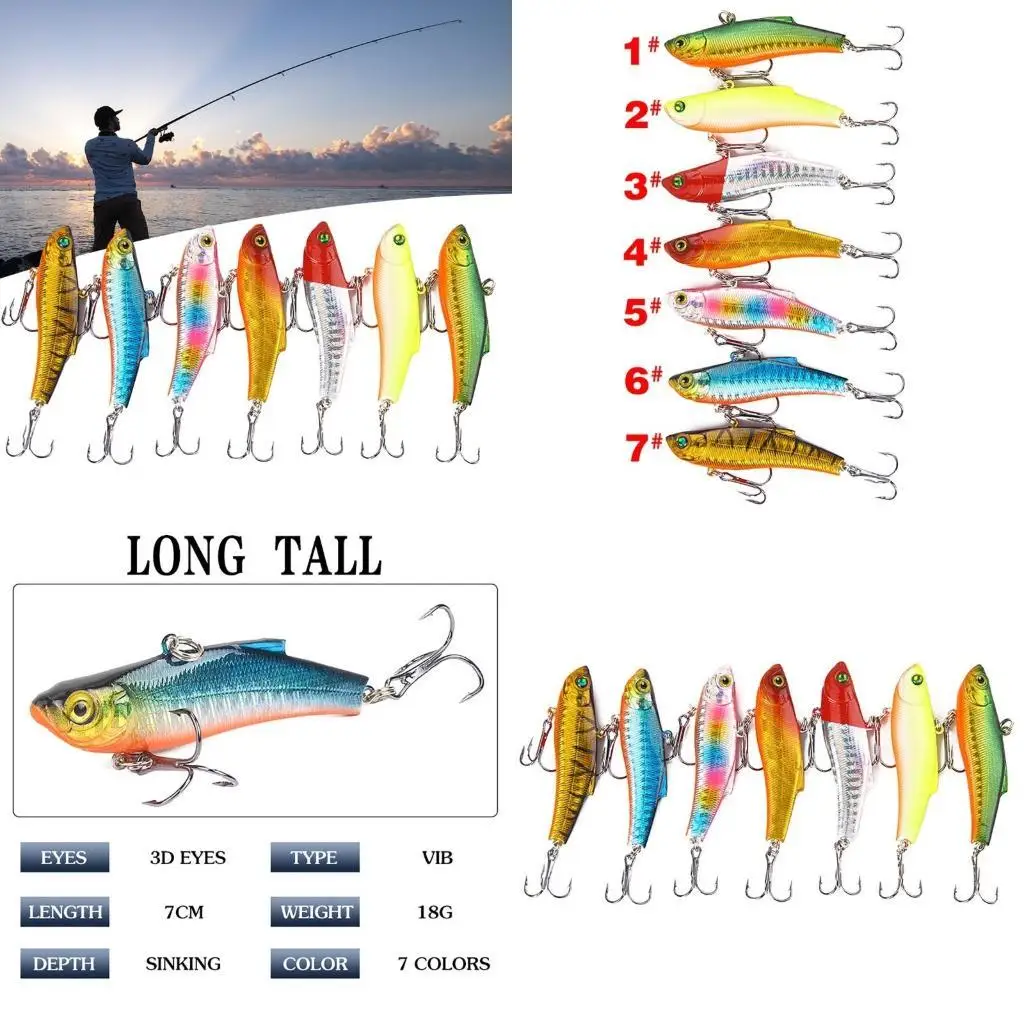 

Y1UC Winter Ice Fishing Lures Sinking Hard Baits Crankbait Treble Hooks Tackle