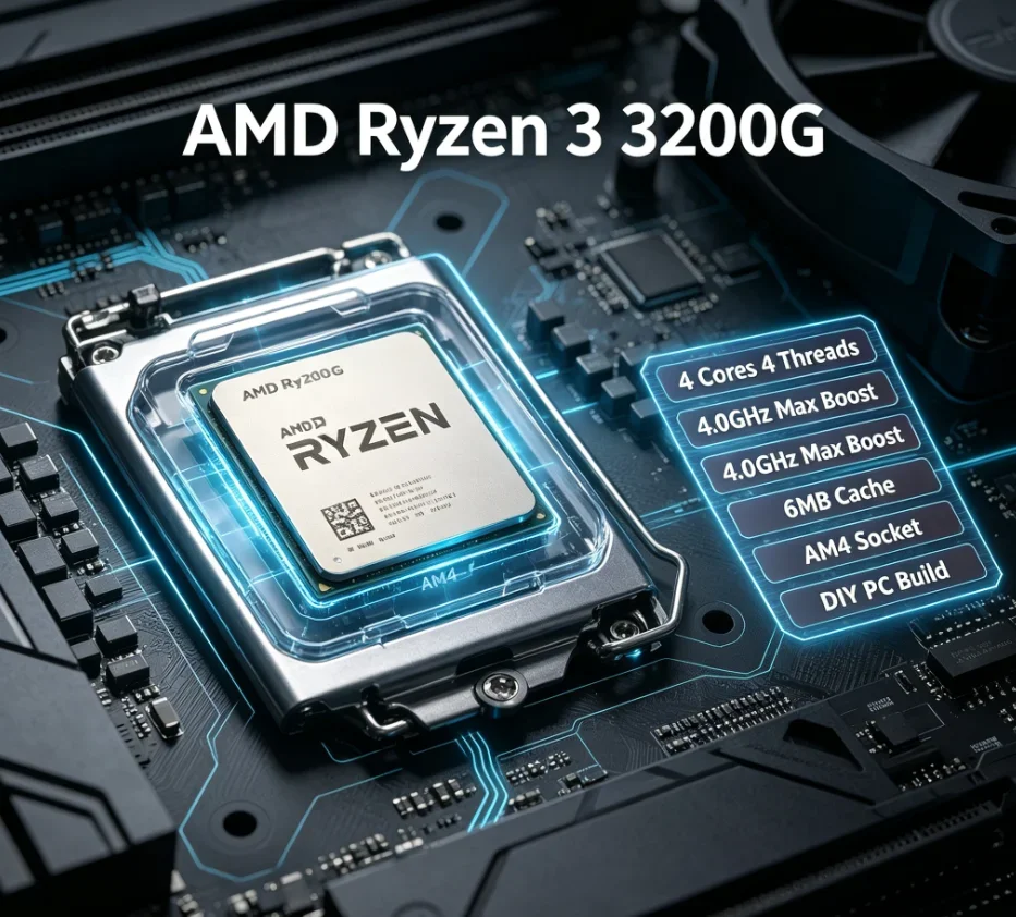 AMD Ryzen 3 3200G Budget All-in-One APU 4 Cores 4 Threads Vega8 GPU Fits All AM4 Mainboards Home PC CPU No Cooler
