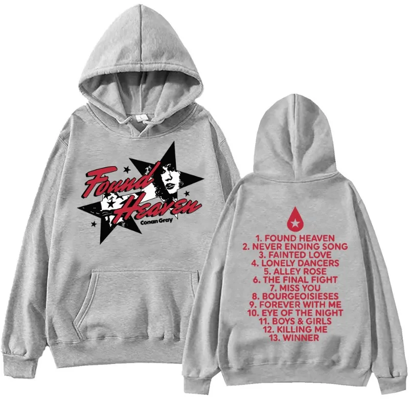 جديد كونان رمادي العثور على السماء هوديي الخريف الرجال موضة كم طويل بلوزات المرأة عادية Harajuku الشارع الشهير البلوفرات سوداديرا #3