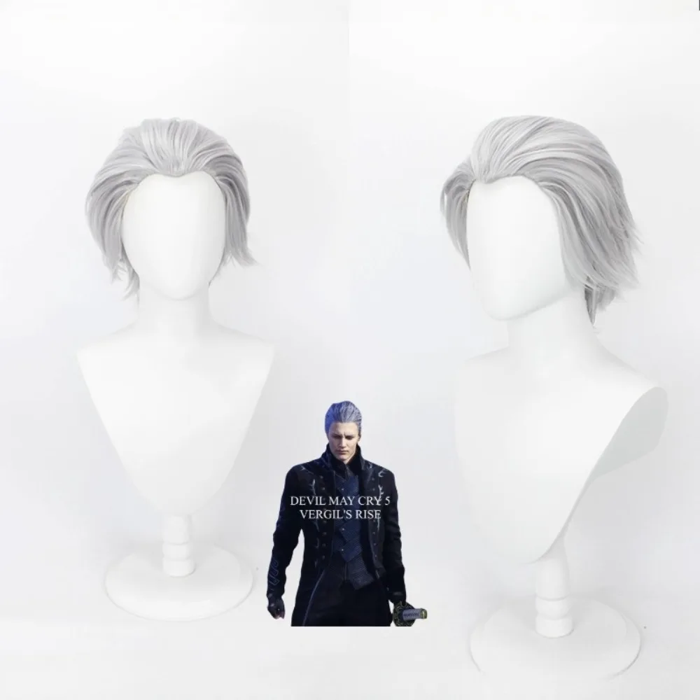 

Вергийл DMC5 Косплей Парик Серый Пик Вдова Короткие Колючие Волосы