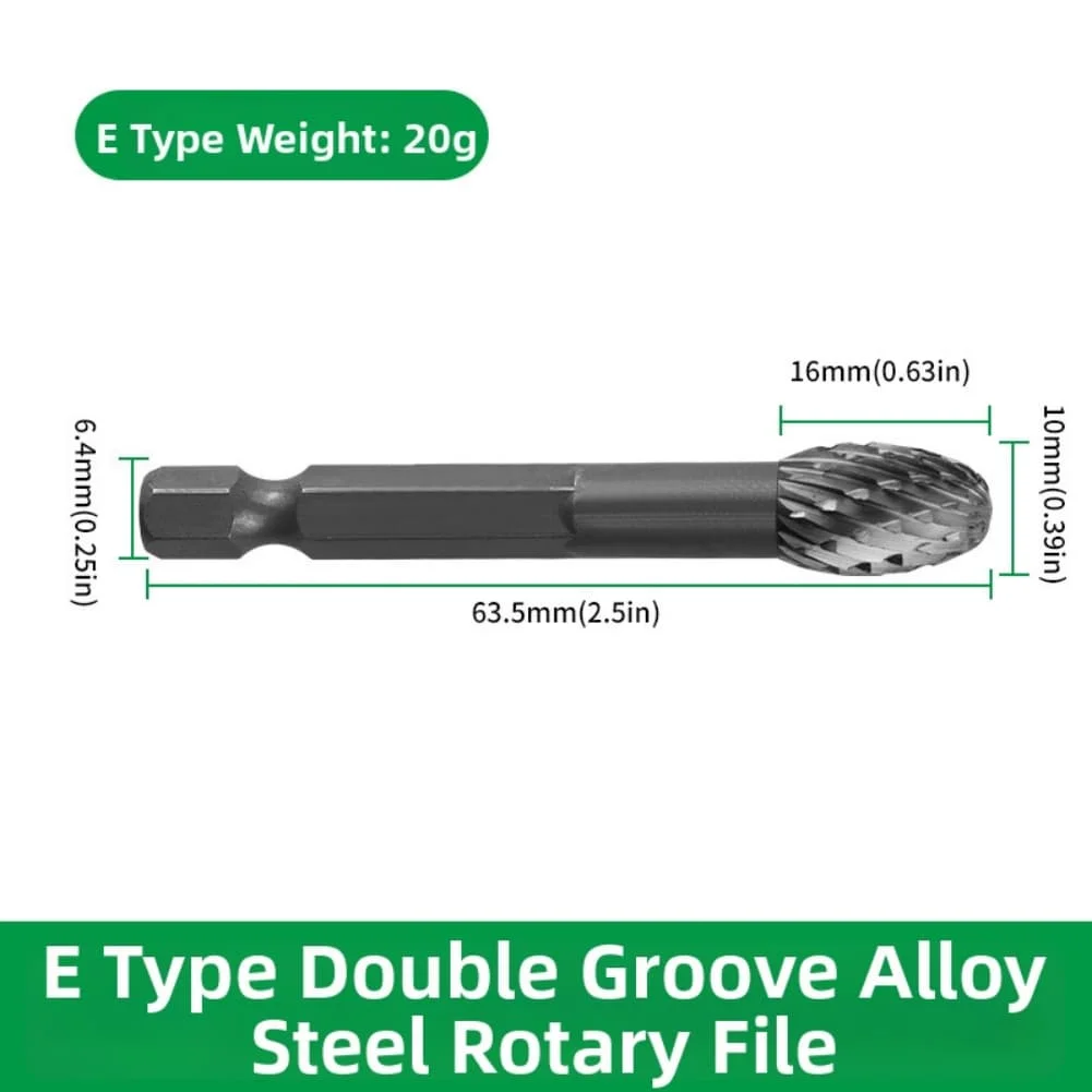 Rotary Burr Set for Metal Wood Plastic Including Multiple File Types in a Compact Storage Case with Hanging Tab