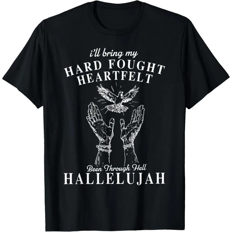 

Men’s Christian Graphic T-Shirt Hallelujah Prayer Hands Dove Print Faith Hope Religious Quote Tee Vintage Streetwear Casual Top