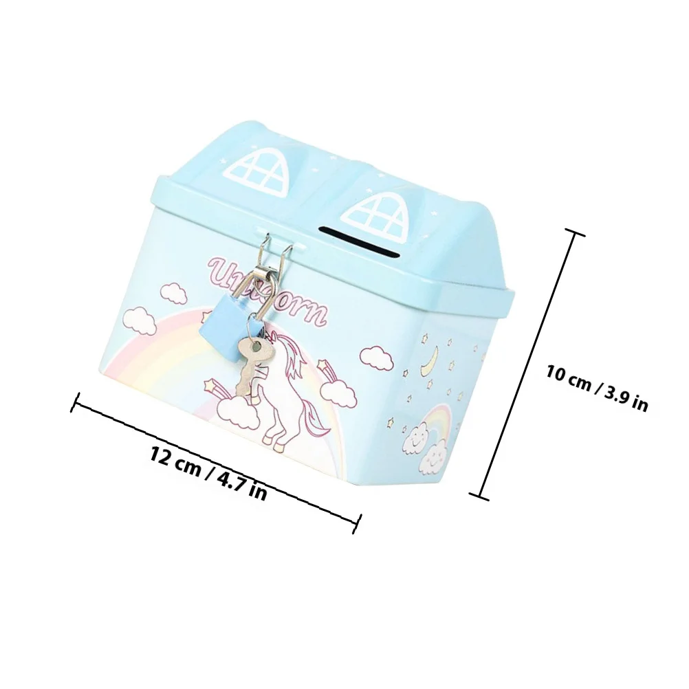 Kids Metal House Piggy Bank Cartoon Design Lock Coin Bank Money Saving Jar Girl Gift Girls Piggy Banks for Kids