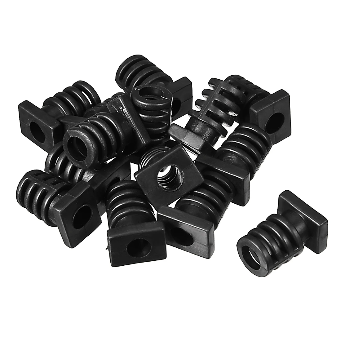 15Pcs 6mm Inner Dia PVC Square Strain Relief Cord Boot Protector Sleeve Power Tool Hose Black