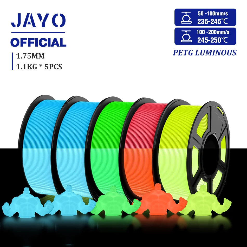 JAYO PETG/PLA 3D Filament 1.75mm 5.5KG Glow in the Dark PLA 3D Printer Filament Neatly Wound Luminous PETG 3D Printing MaterialS