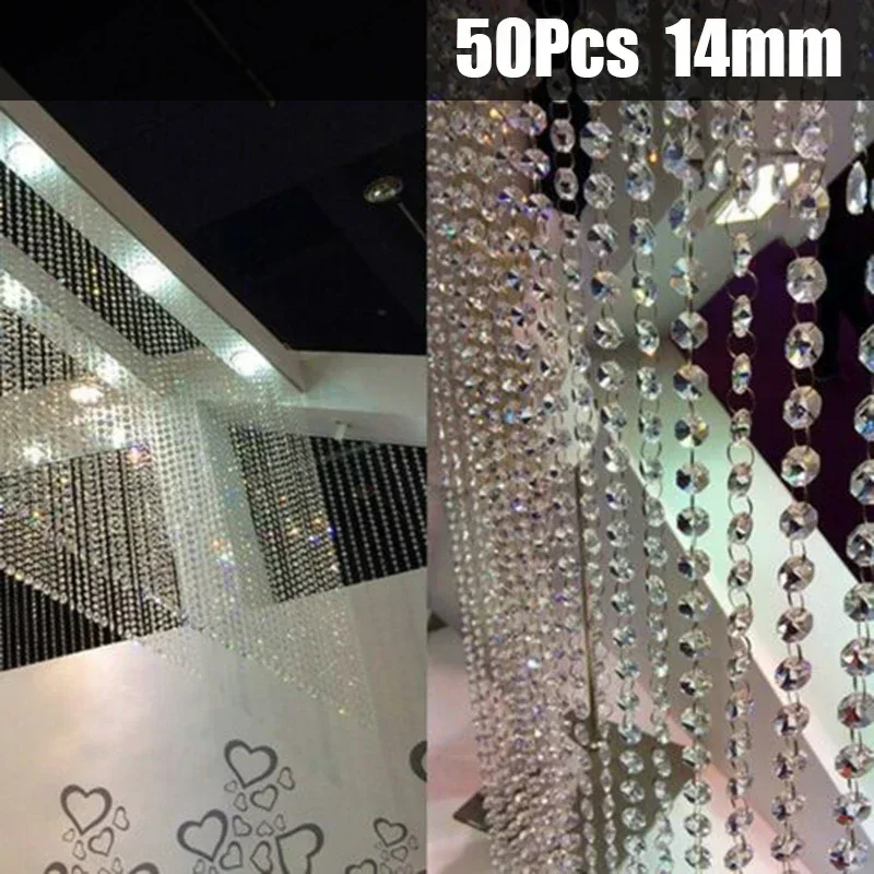 Cortina de perlas octogonales, cuentas de vidrio Artificial para cortina de iluminación hecha a mano, accesorios decorativos