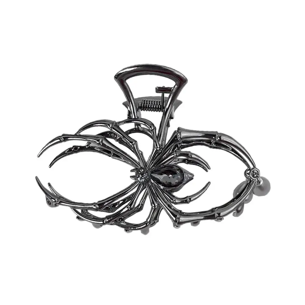 Horquilla en forma de araña para mujer, pinza para el pelo de araña plateada grande, Clip de tiburón Updo de Metal a la moda, diadema de Halloween, accesorios X5B3